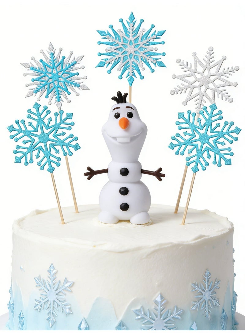 12PCS Frozen Cake Toppers Set Glitter Snowflake Themed Birthday Party Supplies Dessert Cupcake Decoration Picks for Girl‘s Birthday - Image 3